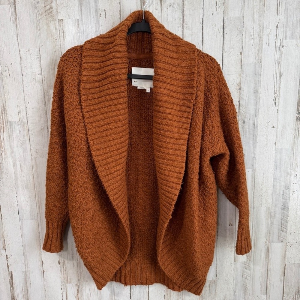 Anthropologie Denise Textured Cardigan Women XS Boucle Knit Collar Open Front